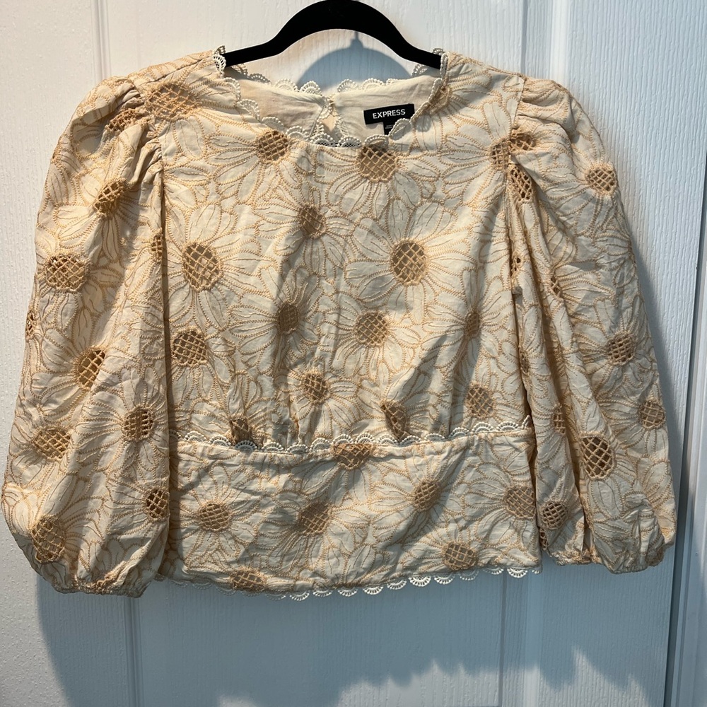 Express Embroidered Eyelet Open Back Top